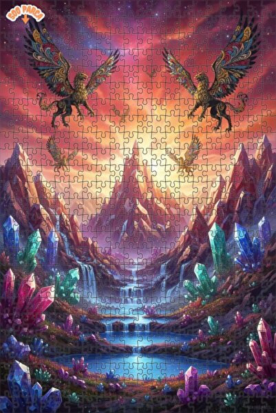 Teona Ahşap لغز فني بمظهر لوحة زيتية لغابات كريستال فالي، 500 قطعة، 50×30