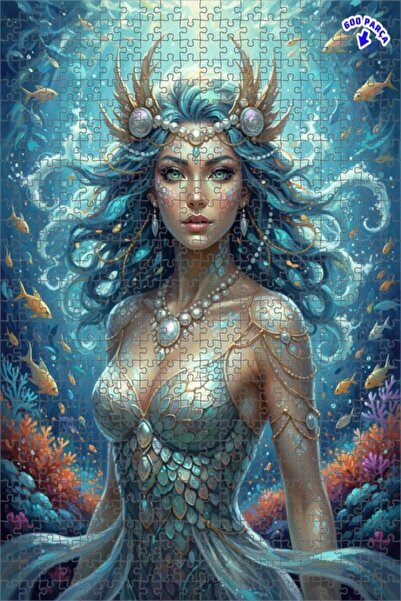 Teona Ahşap لوحة زيتية بتصميم ملكة البحر 600 قطعة 50×35