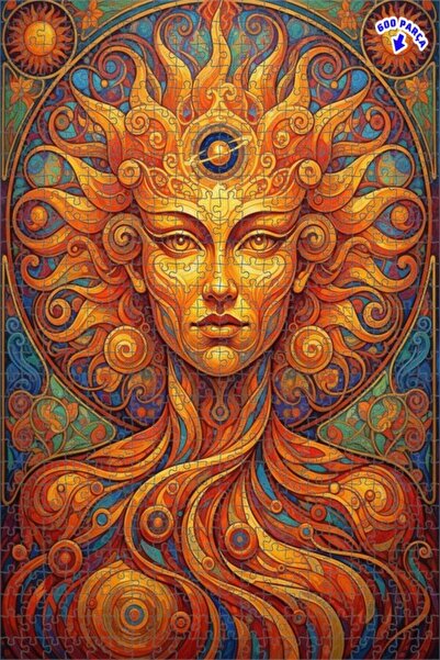 Teona Ahşap لغز خشبي بإطار مزدوج الطبقات بمظهر لوحة زيتية لإلهة الشمس 600 قطع...