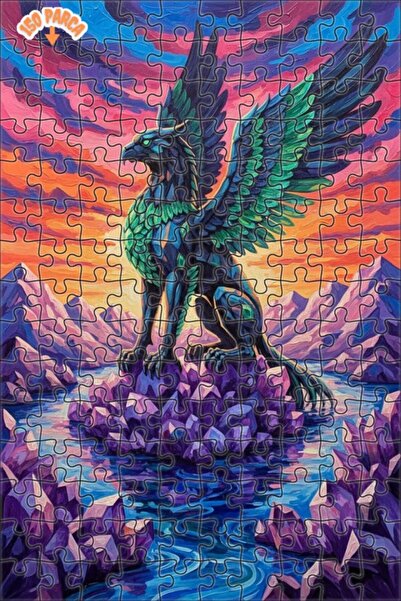 Teona Ahşap لغز خشبي بإطار مزدوج الطبقات بتصميم التنين على قمة الكريستال، مظه...