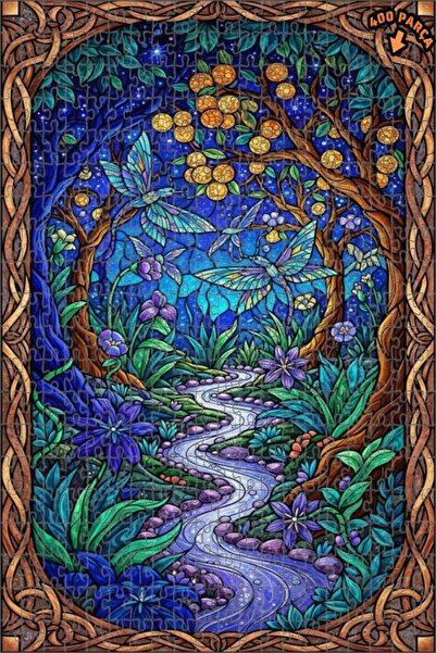 Teona Ahşap لغز خشبي بإطار مزدوج الطبقات بتصميم غابة سحرية ومسحات مائية ليزري...