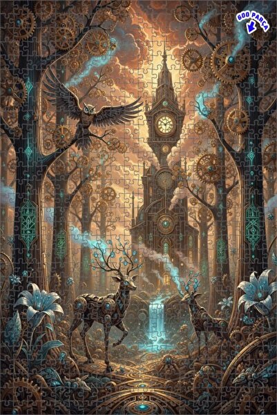 Teona Ahşap ألغاز خشبية على شكل غزلان ميكانيكية وساعة في غابة ستيمبانك بإطار ...