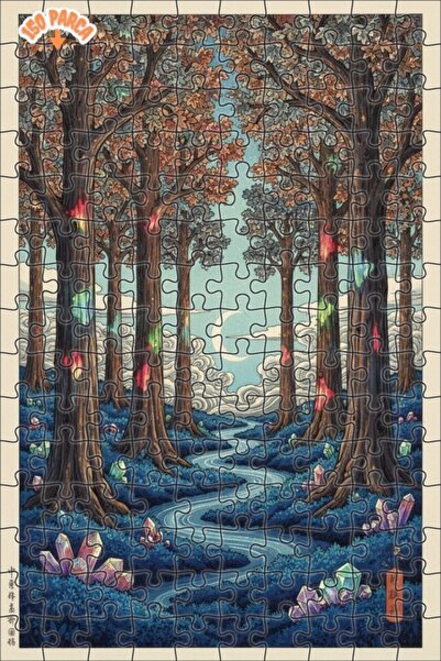 Teona Ahşap لغز فني بمظهر لوحة زيتية لغابة كريستالية غامضة 150 قطعة 20×30