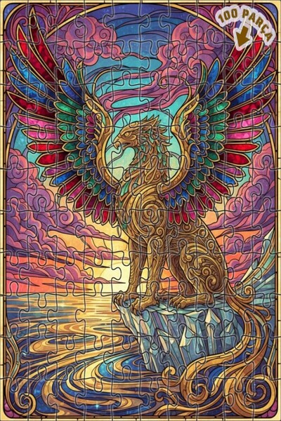 Teona Ahşap لغز خشبي مؤطر بطبقتين من الفن الخيالي للغريفين ذو الأجنحة الفخمة ...