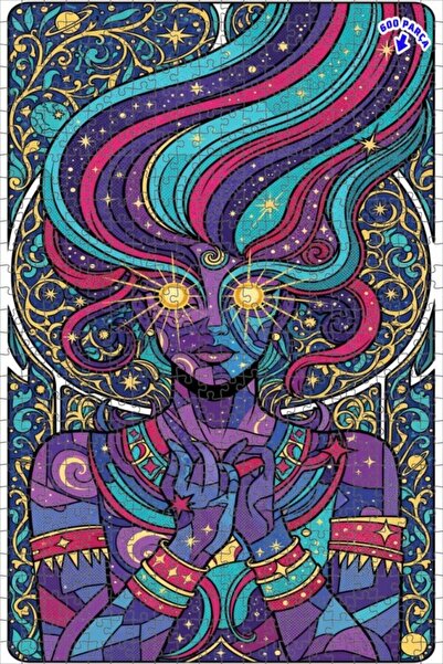 Teona Ahşap لغز خشبي بإطار مزدوج الطبقات بمظهر نسائي فلكي كوني 600 قطعة 50×35