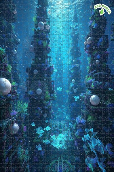 Teona Ahşap لغز خشبي بمظهر لوحة زيتية لمدينة أتلانتس الخيالية 800 قطعة 70×50