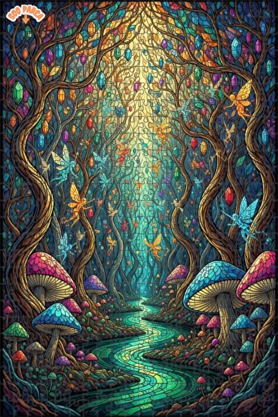 Teona Ahşap ألغاز خشبية ملونة من الكريستال على شكل أشجار الغابة السحرية مكونة...