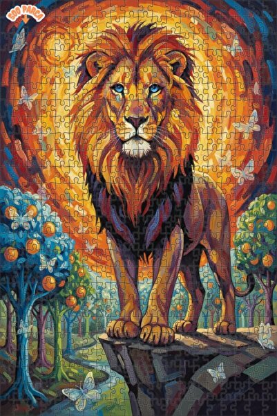 Teona Ahşap Lion Forest Double Layer Framed Wooden Puzzle 500 Pieces 50X30