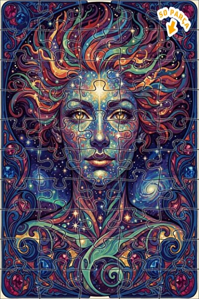 Teona Ahşap لغز خشبي بإطار مزدوج الطبقات من الفن الكوني ذو الوجه السماوي 50 ق...