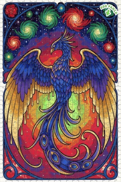 Teona Ahşap لغز خشبي رائع بإطار ذو طبقتين بمظهر طائر الفينيق المائي 800 قطعة ...