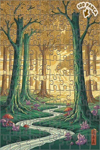 Teona Ahşap لغز خشبي مؤطر بطبقتين على شكل تنين الغابة الغامضة 100 قطعة 25×25