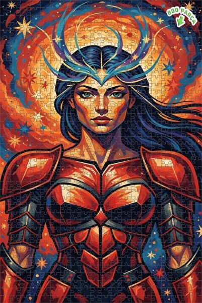 Teona Ahşap لغز خشبي رائع ذو طابقين بإطار يشبه لوحة زيتية لملكة المحارب، 800 ...