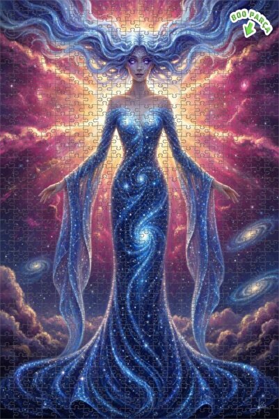 Teona Ahşap Galaxy Mother Watercolor Look Double Layer Framed Wooden Puzzle 8...