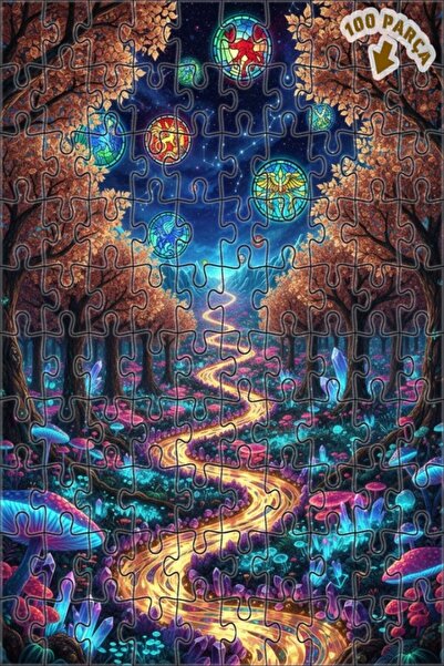 Teona Ahşap لغز خشبي بإطار مزدوج الطبقات من سلسلة طريق الغابة اللامعة 100 قطع...