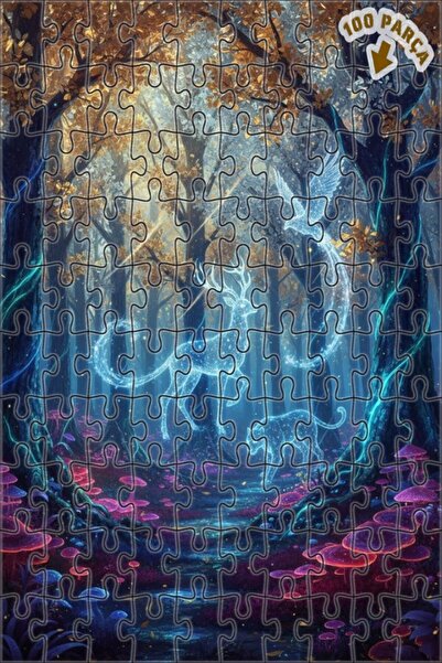 Teona Ahşap لغز خشبي مؤطر بطبقتين بتصميم فني تجريدي متألق لوجودات الغابة السح...