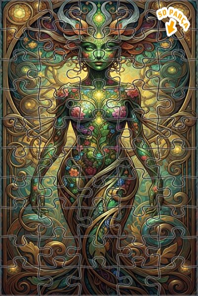 Teona Ahşap لغز خشبي بإطار مزدوج الطبقات بمظهر فني طبيعي 50 قطعة 15x25