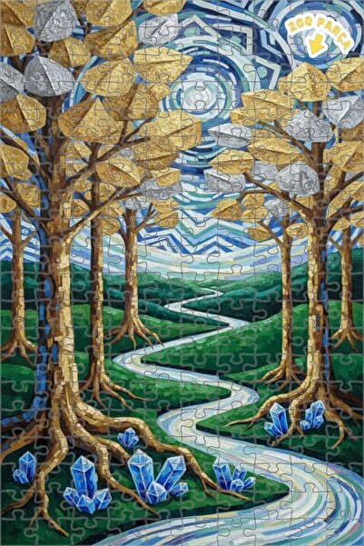 Teona Ahşap لوحة زيتية لغابة سحرية مع أوراق ذهبية، لغز خشبي بإطار مزدوج الطبق...