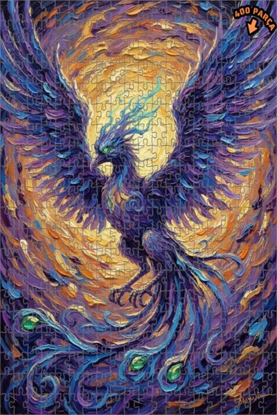 Teona Ahşap لغز خشبي مؤطر بطبقتين بمظهر لوحة زيتية لطائر الفينيق السحري 400 ق...