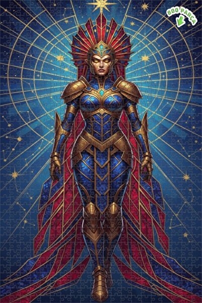 Teona Ahşap لغز خشبي بإطار مزدوج الطبقات بمظهر لوحة زيتية لامرأة محاربة فضائي...