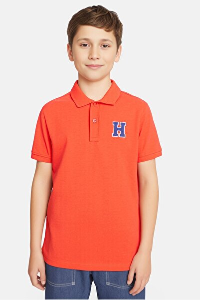 Hamleys Kids Boy Brand Logo Short Sleeve Polo Shirt, Red