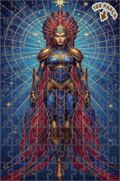 Teona Ahşap لغز خشبي بإطار مزدوج الطبقات بمظهر لوحة زيتية لشخصية فتاة المحارب...