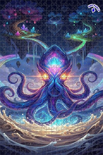 Teona Ahşap لغز خشبي مؤطر بطبقتين من جالاكتيك كراكن، 600 قطعة، 50×35