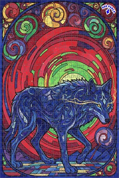 Teona Ahşap لغز خشبي مؤطر بطبقتين بنمط الذئب السحري 600 قطعة 50×35