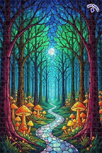 Teona Ahşap لغز خشبي مؤطر بطبقتين من فن الفسيفساء الغابة السحرية 600 قطعة 50x35