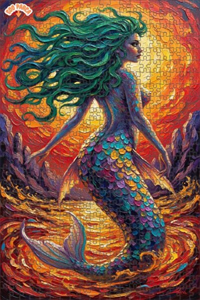 Teona Ahşap لغز خشبي فني بمظهر لوحة زيتية لحورية البحر الغامضة 500 قطعة 50×30