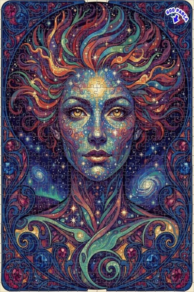 Teona Ahşap لغز خشبي بإطار مزدوج الطبقات من الفن الكوني ذو الوجه السماوي 600 ...