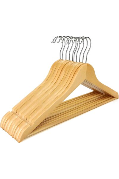 Bogadini Set 9 umerase din lemn pentru pantaloni, rochii si haine, finisaj