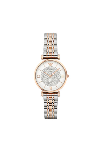Emporio Armani ساعة جياني النسائية الأنيقة ذات الشريط على شكل حرف T تعمل بالك...
