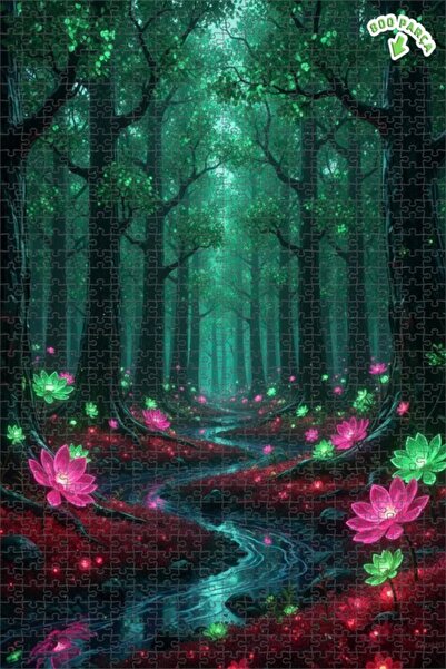 Teona Ahşap لغز خشبي مؤطر بطبقتين بتصميم زهور الغابة السحرية بمظهر لوحة زيتية...