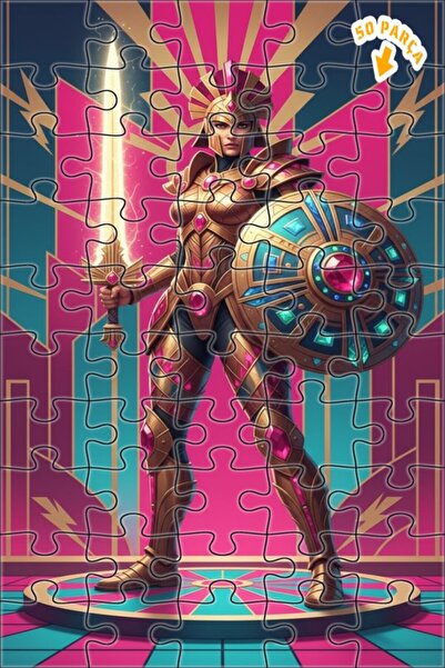 Teona Ahşap لغز خشبي بإطار مزدوج الطبقات من آرت ديكو، 50 قطعة، 15×25