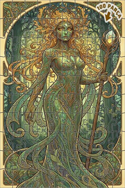 Teona Ahşap لغز خشبي بإطار ذو طابقين بمظهر آرت نوفو من دوغا آنا، 100 قطعة، 25×25