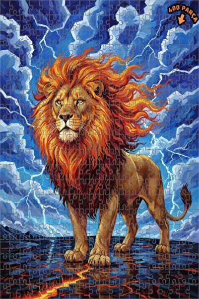 Teona Ahşap لغز خشبي بإطار مزدوج الطبقات بمظهر لوحة زيتية لأسد يزأر، 400 قطعة...