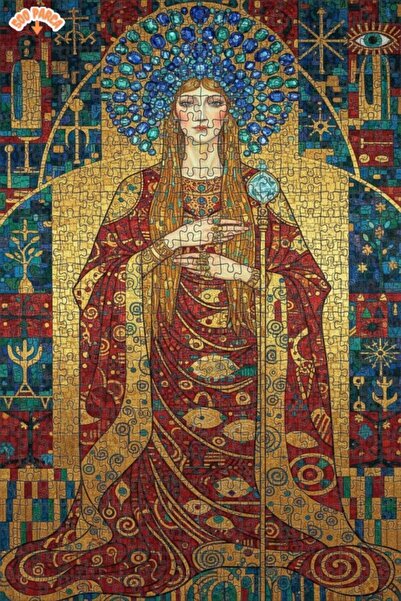 Teona Ahşap لغز خشبي بإطار مزدوج الطبقات على طراز الملكة غوستاف كليمت ذهبي لا...