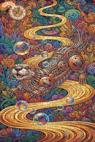 Teona Ahşap لغز خشبي بإطار مزدوج الطبقات بتصميم فني ستيمبانك لـ "الثعبان الما...