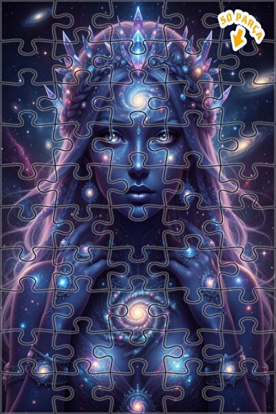 Teona Ahşap Queen of the Universe Galaxy Look Wooden Puzzle Double Layer Fram...