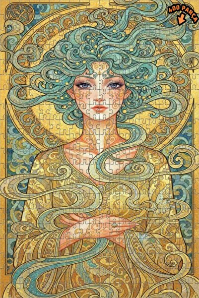 Teona Ahşap لغز خشبي مؤطر بطبقتين بتصميم فني نوو يصور شخصية امرأة بمظهر الألو...