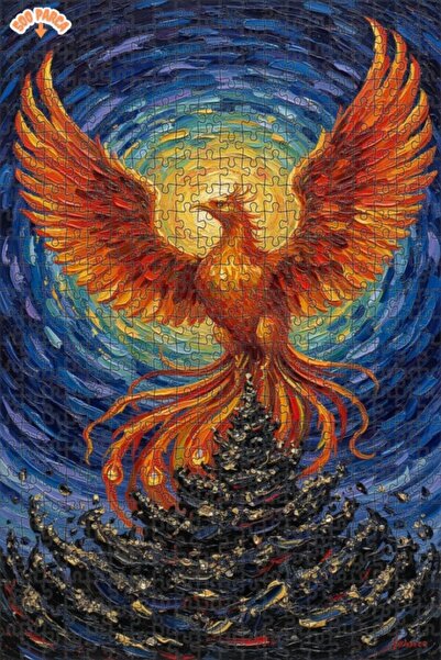 Teona Ahşap The Firebird of the Apocalypse Oil Painting Look Wooden Puzzle 50...