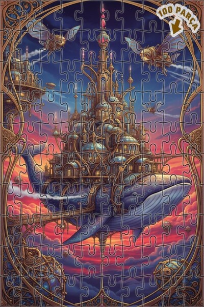 Teona Ahşap لغز خشبي بإطار مزدوج الطبقات على شكل قلعة الحوت الطائر 100 قطعة 2...