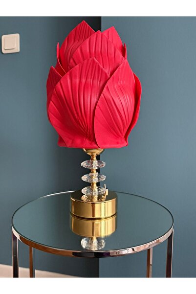 Rose bloome Kablosuz pilli abajur eva başlık krom parlak gold kristal taşlı ayak