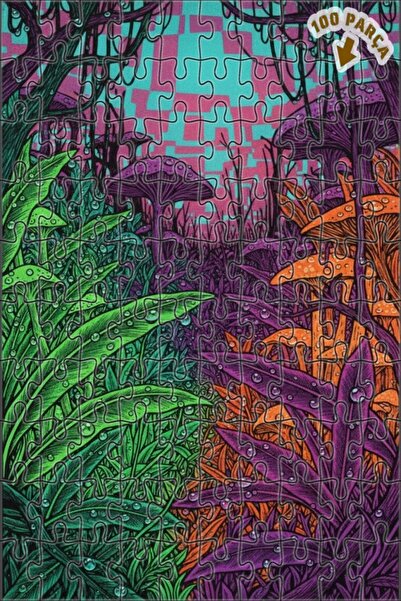 Teona Ahşap لغز خشبي مؤطر بطبقتين من فطر الغابة السحرية 100 قطعة 25x25