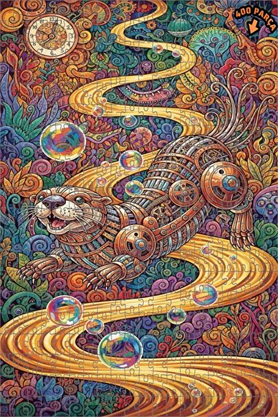 Teona Ahşap لغز خشبي بإطار مزدوج الطبقات بتصميم فني ستيمبانك على شكل دب الماء...