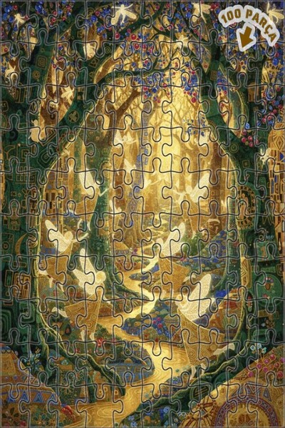 Teona Ahşap لغز خشبي بإطار ذهبي لامع مكون من طبقتين من خرافات الغابة 100 قطعة...