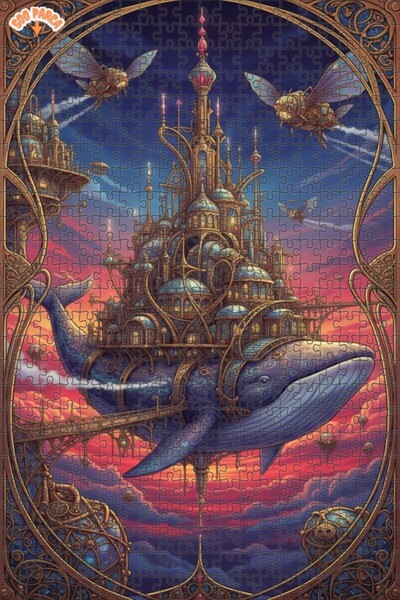 Teona Ahşap لغز خشبي بإطار مزدوج الطبقات على شكل قلعة الحوت الطائر 500 قطعة 5...