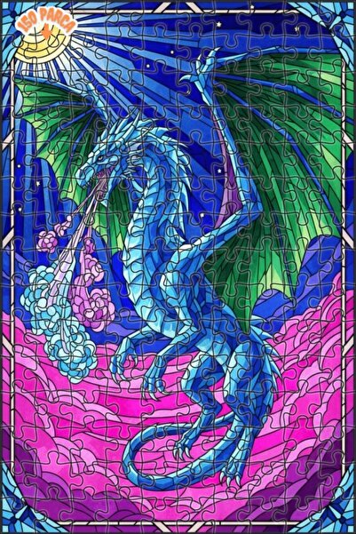 Teona Ahşap لغز خشبي مؤطر بطبقتين من ماجيكال بلو دراغون تايم 150 قطعة 20x30