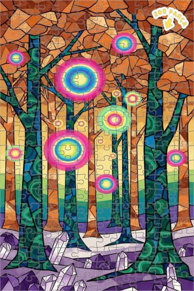 Teona Ahşap لغز خشبي بإطار من طابقين من الفن الحديث على شكل غابة كريستالية مل...