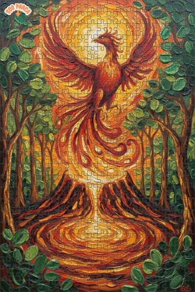 Teona Ahşap Firebird Rebirth Art Double-Deck Framed Wooden Puzzle 500 Pieces ...